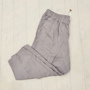 Sz 1X Madewell NWT Elastic-Waist Cropped Pants in Light Lavender Linen Viscose